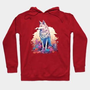 Colorful Wolf With Flowers Hoodie